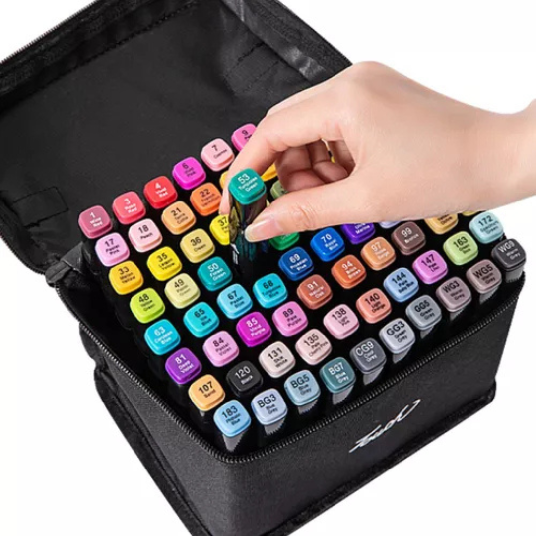 Kit Colorarte Pro – 48, 60 ou 80 Canetas Coloridas Ponta Dupla com Estojo