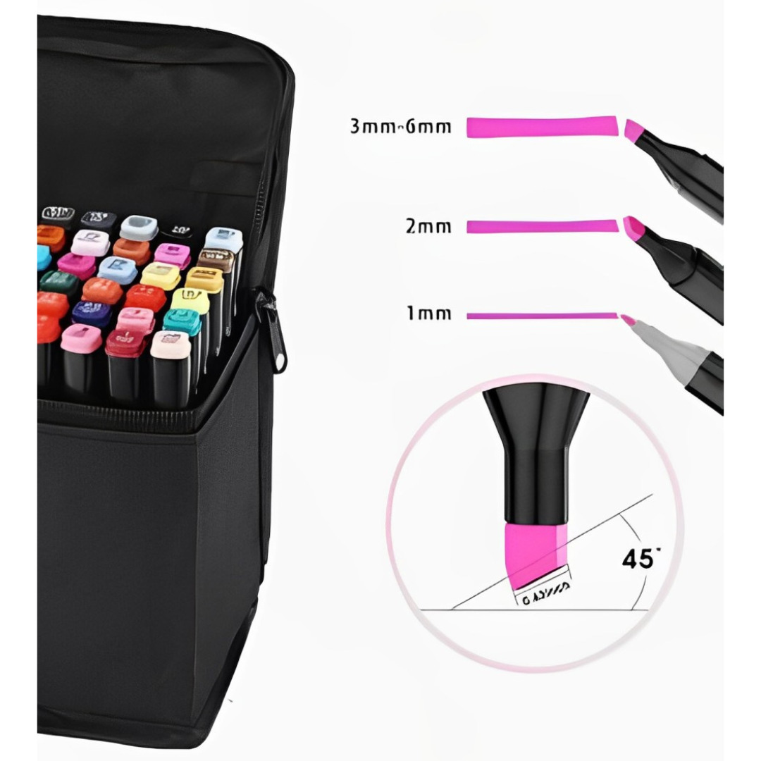 Kit Colorarte Pro – 48, 60 ou 80 Canetas Coloridas Ponta Dupla com Estojo