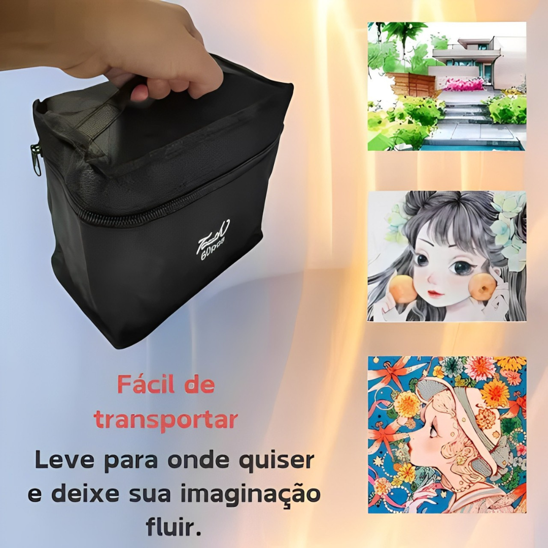 Kit Colorarte Pro – 48, 60 ou 80 Canetas Coloridas Ponta Dupla com Estojo