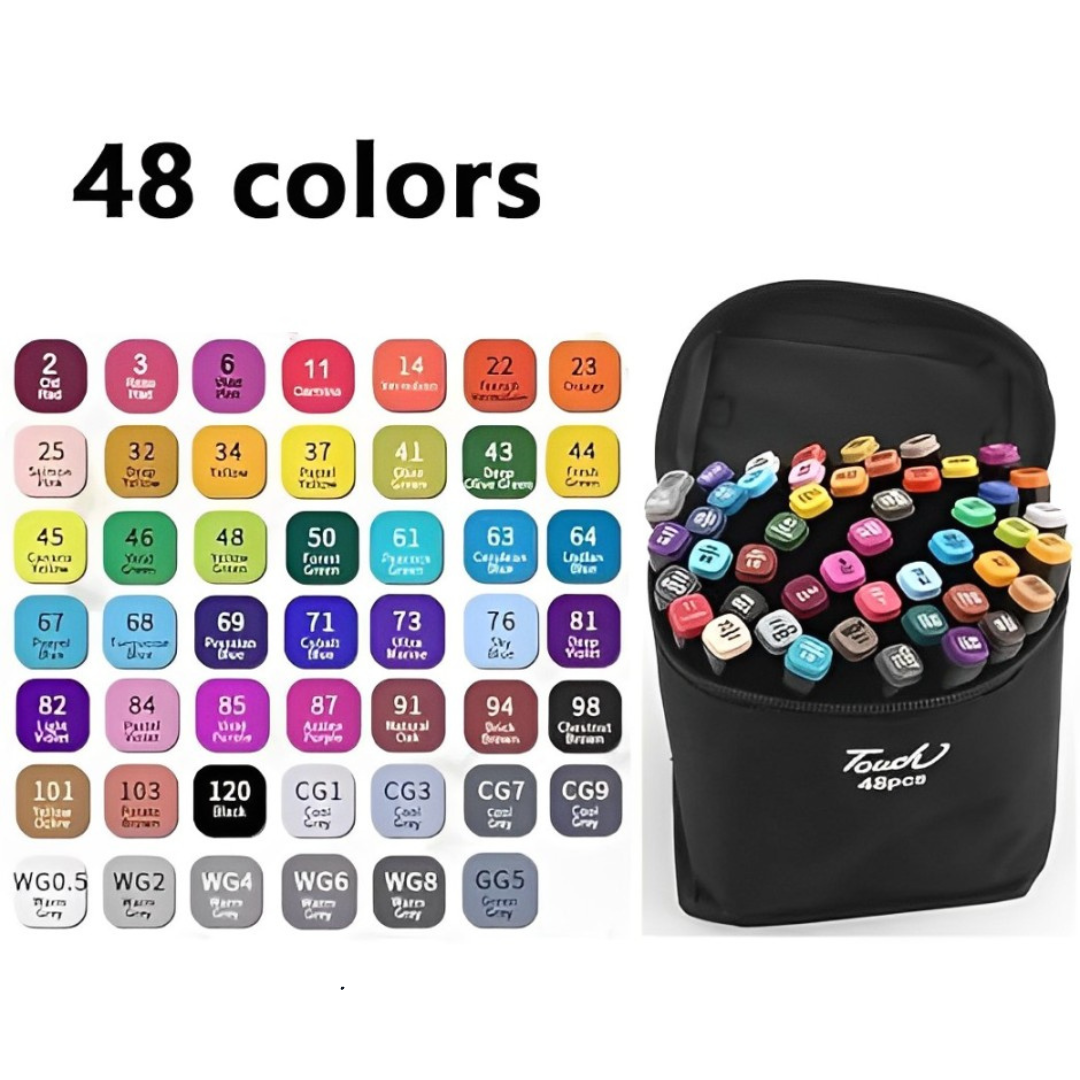 Kit Colorarte Pro – 48, 60 ou 80 Canetas Coloridas Ponta Dupla com Estojo