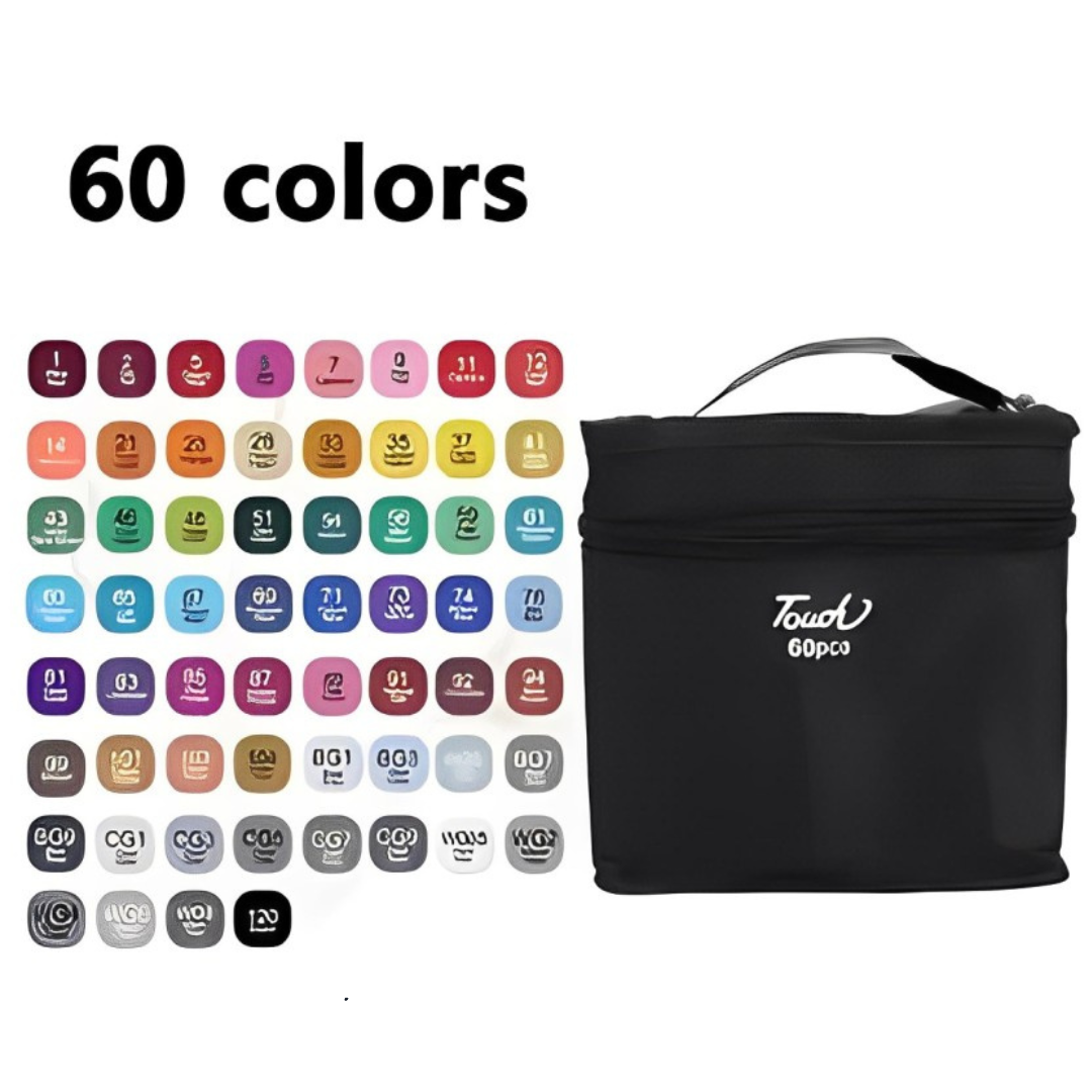 Kit Colorarte Pro – 48, 60 ou 80 Canetas Coloridas Ponta Dupla com Estojo