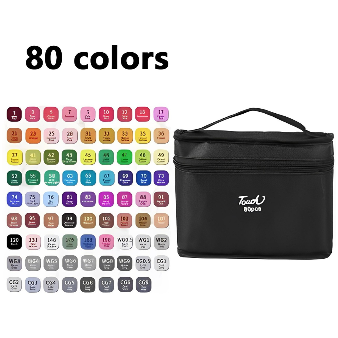 Kit Colorarte Pro – 48, 60 ou 80 Canetas Coloridas Ponta Dupla com Estojo