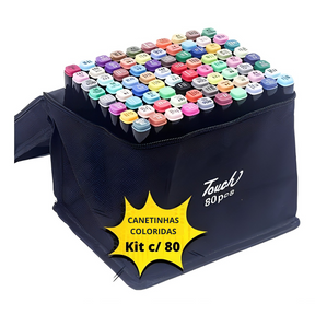 Kit Colorarte Pro – 48, 60 ou 80 Canetas Coloridas Ponta Dupla com Estojo