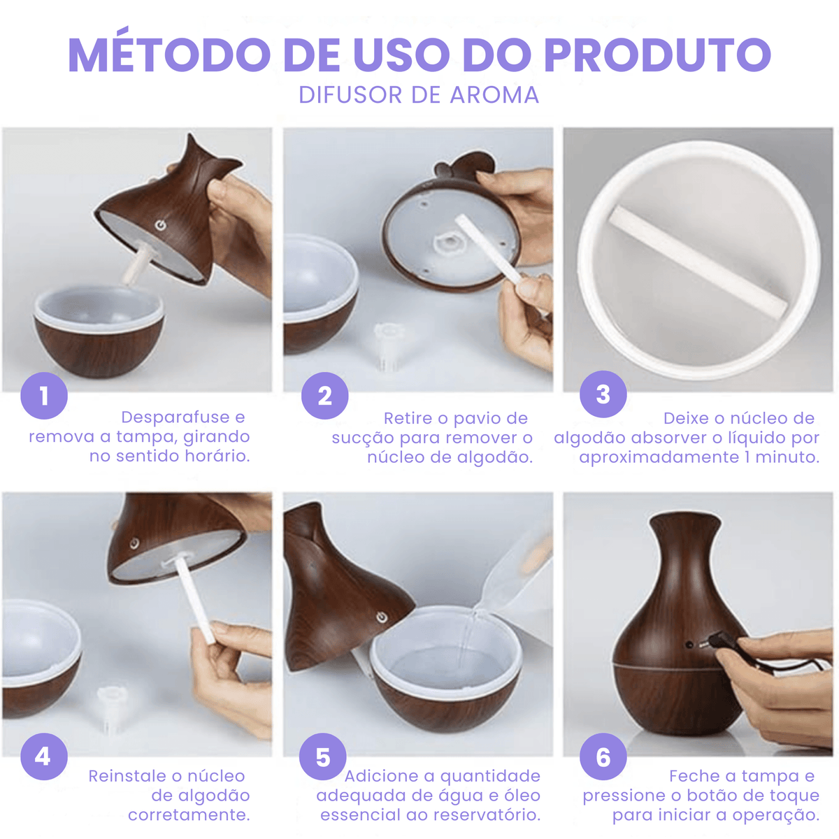 AromaWood - Umidificador Ultrassônico